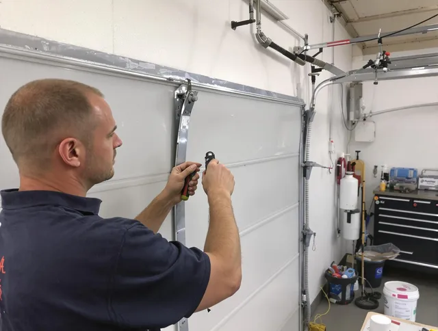 Before and after garage door dent repair by Lauderhill Garage Door Repair in Lauderhill