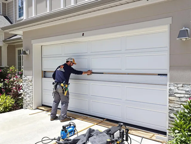 Lauderhill Garage Door Repair team performing complete garage door replacement at Lauderhill residence